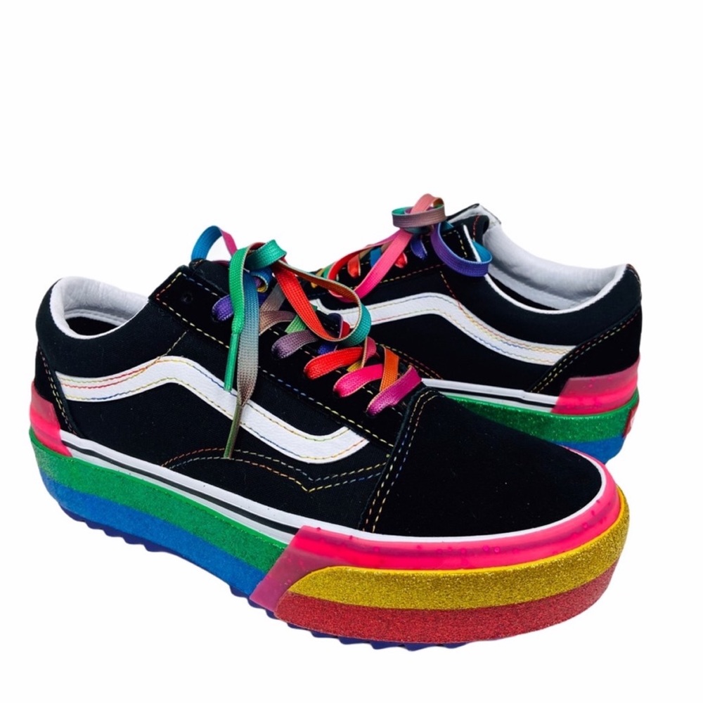 Vans Old Skool Stacked Glitter Rainbow Women’s Size 7 Sneakers - Picture 5 of 15